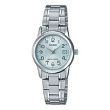 Relogio Casio Feminino Ltp v002d 2bu Prata Aço Analogico Cor Do Fundo Azul