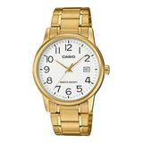 Relógio Casio Masculino Collection Dourado Mtp-v002g-7b2udf Fundo Branco