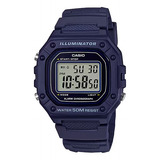 Relógio Casio Masculino Digital Illuminator W 218h 2avdf Correia Azul Bisel Azul Fundo Lcd Positivo