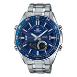 Relogio Casio Masculino Edifice Anadigi Prateado azul