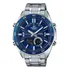 Relógio Casio Masculino Edifice Cor Da Correia Prateado Cor Do Bisel Azul Cor Do Fundo Azul