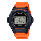 Relógio Casio Masculino Standard W 219h 4avdf Cor Da Correia Laranja Cor Do Bisel Preto Cor Do Fundo Cinza