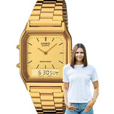 Relógio Casio Unissex Vintage Anadigi Dourado