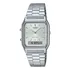 Relógio Casio Vintage Aq230a Aq-230a-7a Wr Digital Analógico Silver Mesh Prateado Bisel Prateado Fundo Prateado