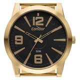 Relógio Casual Condor Masculino Dourado Fundo Preto Original