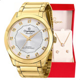 Relógio Champion Feminino Ch24759w + Colar E Brincos