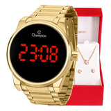Relógio Champion Feminino Digital Dourado Led