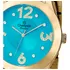 Relógio Champion Feminino Dourado Fundo Azul Cn29178c Kit Colar E Brincos Original