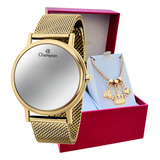 Relógio Champion Feminino Dourado Original Pulseira