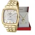 Relógio Champion Feminino Dourado Quadrado Grande Original