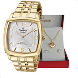 Relógio Champion Feminino Dourado Quadrado Grande