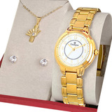 Relógio Champion Feminino Dourado Rosa Embalagem Presente