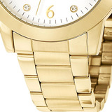 Relógio Champion Feminino Dourado Semi Joia Banhada Ouro 18k Cor Do Fundo Branco
