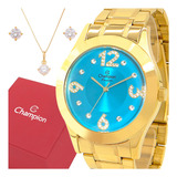 Relógio Champion Feminino Dourado Verde
