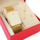 Relógio Champion Feminino Original Dourado Kit