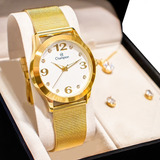 Relógio Champion Feminino Quadrado Cn25369w Colar