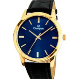 Relógio Champion Masculino Analógico Dourado Original Cor Da Correia Preto Cor Do Fundo Azul