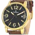 Relogio Champion Masculino Dourado Couro Social Calendário Correia Marrom Fundo Preto