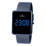 Relógio Champion Unissex Digital Led Ch40080a Azul Quadrado