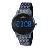 Relógio Champion Unissex Digital Led Ch40179a Azul Cor Do Fundo Preto