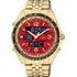 Relogio Citizen Jq8003-51w Com 02 Anos De Cor Da Correia Dourado Cor Do Bisel Dourado Cor Do Fundo Vermelho