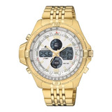 Relógio Citizen Masculino Analógico Digital Js1042-56a Cor Da Correia Dourado Cor Do Bisel Dourado Cor Do Fundo Branco