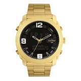 Relógio Condor Masculino Digital Dourado Cobj3815ac 4d Cor Do Bisel Preto Cor Do Fundo Preto
