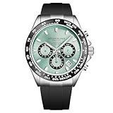 Relógio Cronógrafo Stuhrling Aquamaster Quartzo Com Coroa Rosqueada Ponteiros Luminosos Submostrador De Data E 24 Horas Pulseira De Borracha Preta Para Homens Caixa De 42 Mm Resistente à água