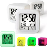 Relógio Cubo Colorido Despertador 7 Leds Digital Luz Alarme