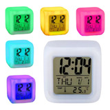 Relógio Cubo Digital Led Colorido Alarme Despertador