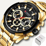 Relógio Curren Masculino Dourado 8361 Pulseira