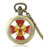 Relógio De Bolso Águia Bicéfala Rússia Imperial Aço Bronze