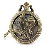 Relógio De Bolso Águia Vintage Bronze Steampunk Com Corrente