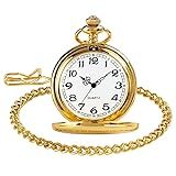 Relógio De Bolso Com Corrente Antigo Vintage Dourado Liso