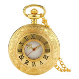 Relógio De Bolso Masculino Steampunk Com Corrente Dourado