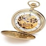 Relógio De Bolso Mecânico Charles Hubert Paris 3904 G Coleção Premium Banhado A Ouro Aço Inoxidável Com Acabamento Polido Duplo Caçador