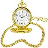 Relógio De Bolso Quartz Retro Estilo Antigo Vintage Clássico Com Corrente Cor Dourado