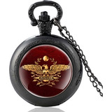 Relógio De Bolso Roma S P Q R Império Romano Aço Cor Preto