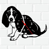 Relógio De Madeira Mdf Parede Cachorro Basset Linguica 2 A