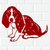 Relógio De Madeira Mdf Parede Cachorro Basset Linguica 3