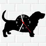 Relógio De Madeira Mdf Parede Cachorro Basset Linguica 6 A