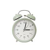 Relógio De Mesa Analógico Vintage Com Despertador 10cm Silencioso Com Led Verde Oliva Pastel