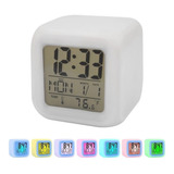 Relógio De Mesa Despertador Digital Moodicare Cubo Branco
