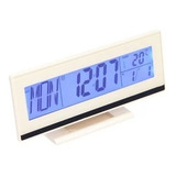 Relógio De Mesa Digital Data Hora Temperatura Led Azul 18cm