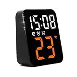 Relogio De Mesa Digital E Parede Com Luz Noturna Temperatura Despertador Para Quarto Relógio De Parede Display Led Com Usb E Pilha Led Laranja 