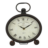 Relógio De Mesa Médio Ouro Envelhecido Escuro Vintage Retrô Estilo Antigo Herweg 6396