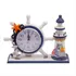 Relógio De Mesa Náutico Retro Farol Âncora Decoração Madeira
