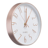 Relógio De Parede 25 Cm Decorativo Silencioso Rosê Gold 096