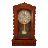 Relógio De Parede Antigo Em Madeira Com Pêndulo Decoração Am