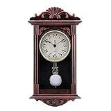Relógio De Parede Com Pêndulo Retrô- Quartzo- Decorativo- Operado Por Bateria- Para Casa- Cozinha- Sala De Estar- 40-6 Cm- Bronze Vermelho